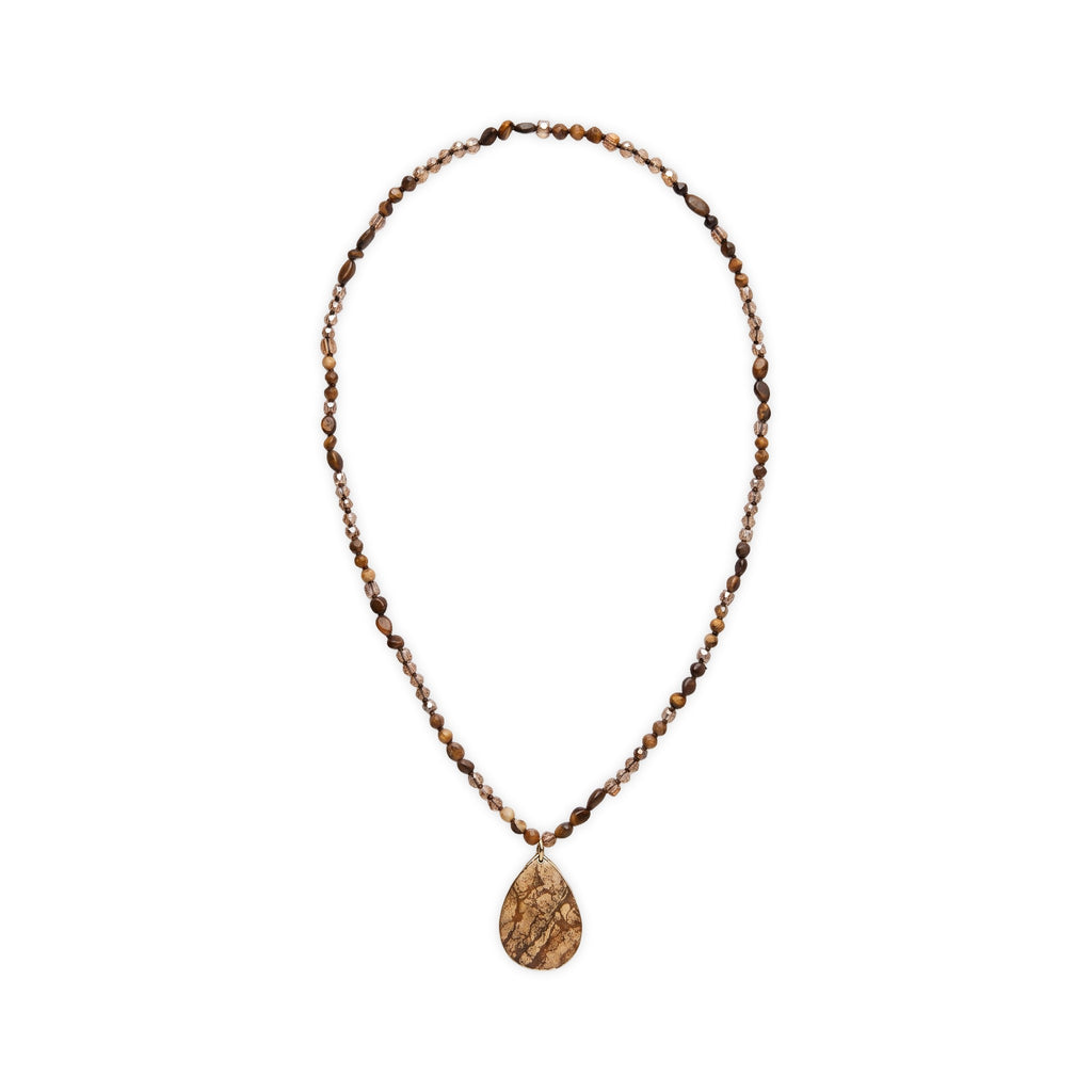 Full flat-lay view of Desert Stone Necklace — Tiger eye.​
