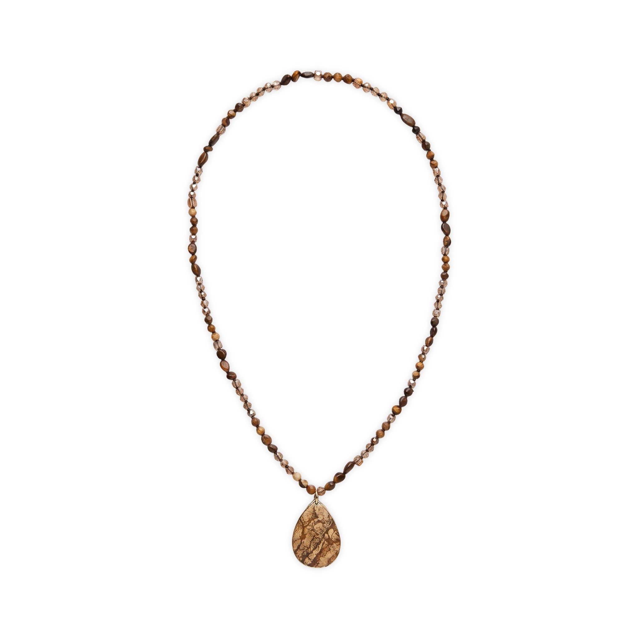 Full flat-lay view of Desert Stone Necklace — Tiger eye.​