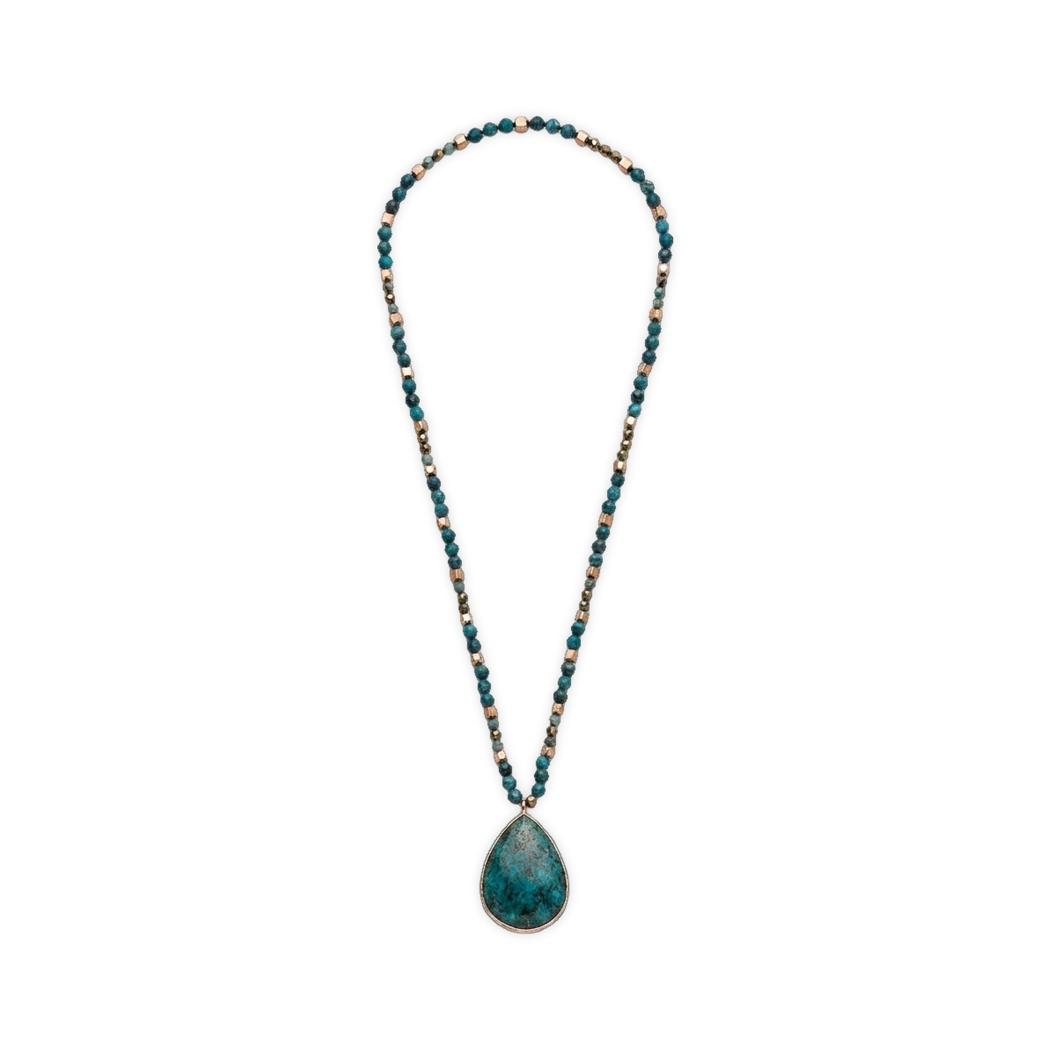 Full flat-lay view of Desert Stone Necklace — Turquoise.​