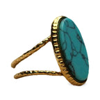 Three-quarter view of Desert Stone Ring — Turquoise.​