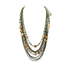 Prairie Glow Layered Necklace — Green and Brown arranged in a draped flat lay.​