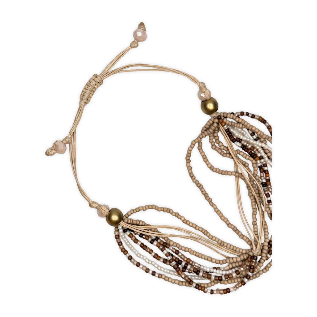 Close-up of the clasp on Prairie Glow Layered Necklace — Tan.​