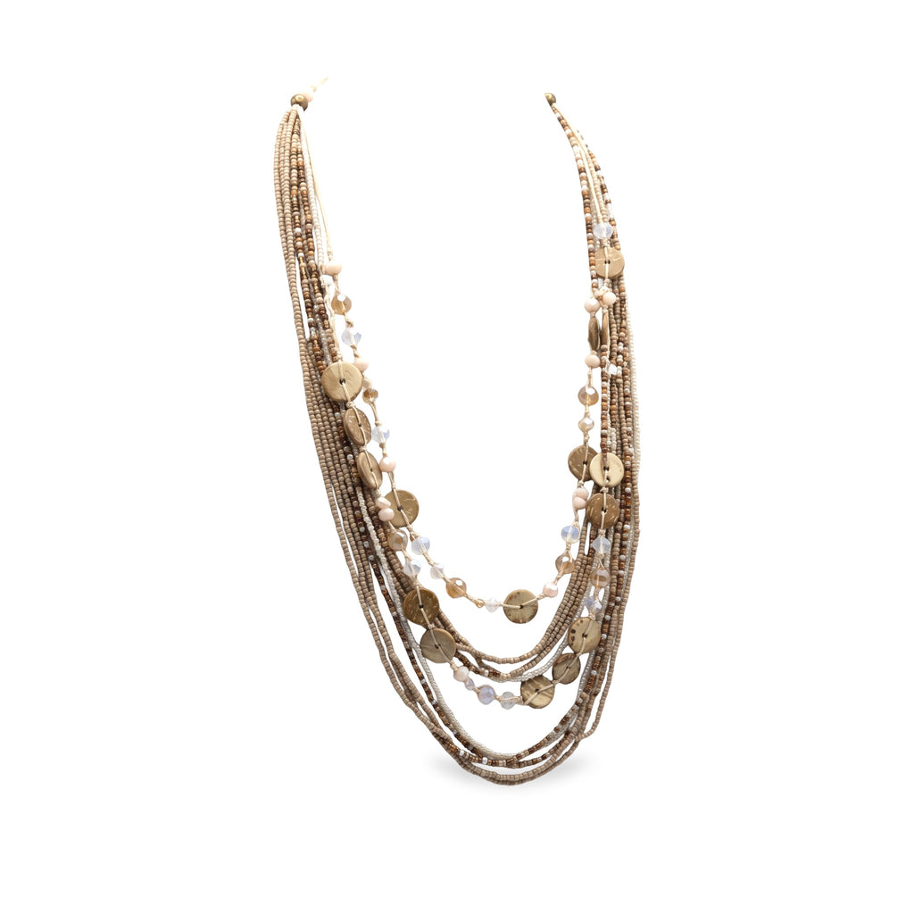 Prairie Glow Layered Necklace — Tan arranged in a draped flat lay.​