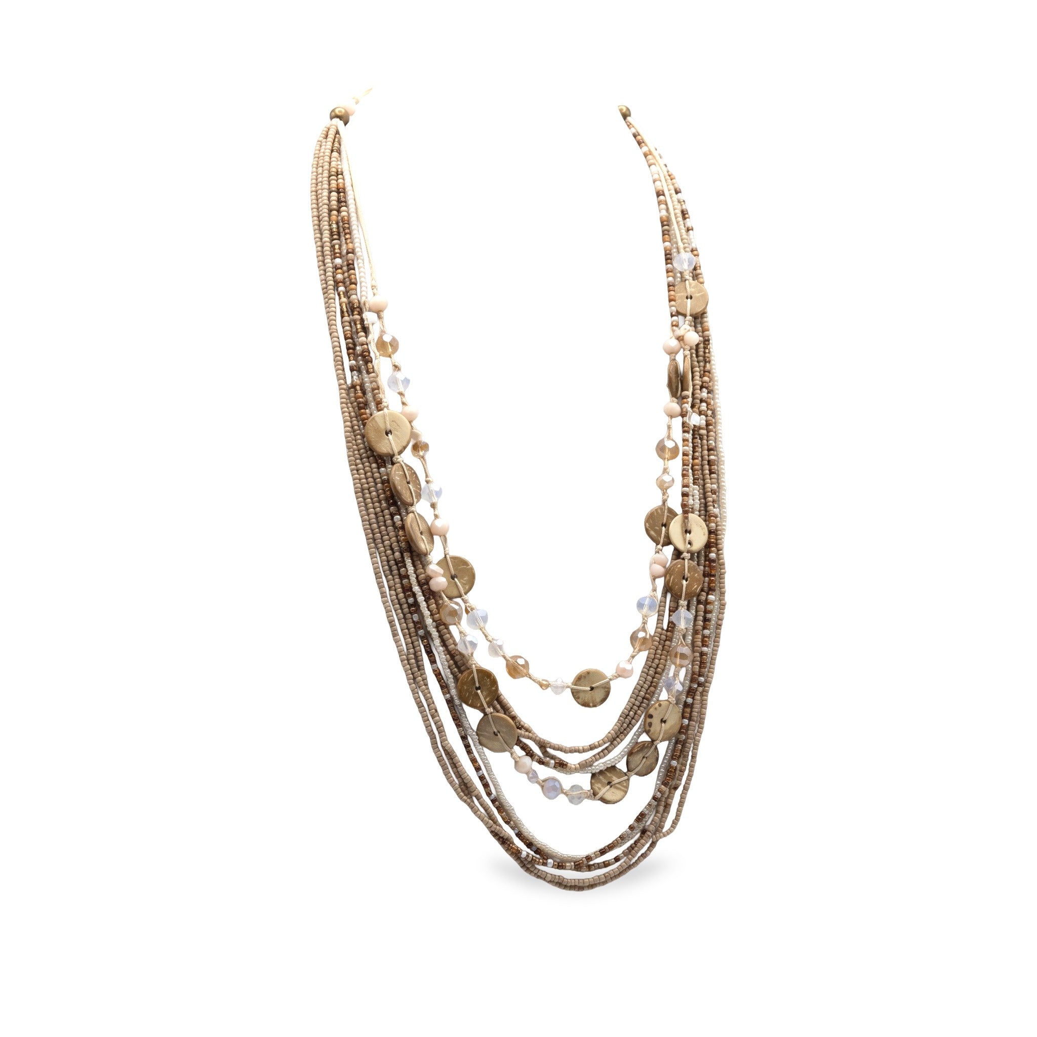 Prairie Glow Layered Necklace — Tan arranged in a draped flat lay.​
