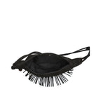Open top view of River Run Fringe Bag — Black.​