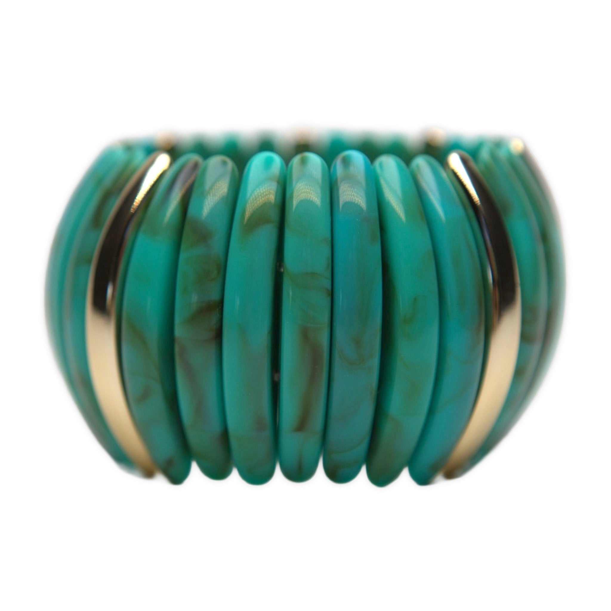 Close-up of the stone detail on Teal Glam Cuff.​