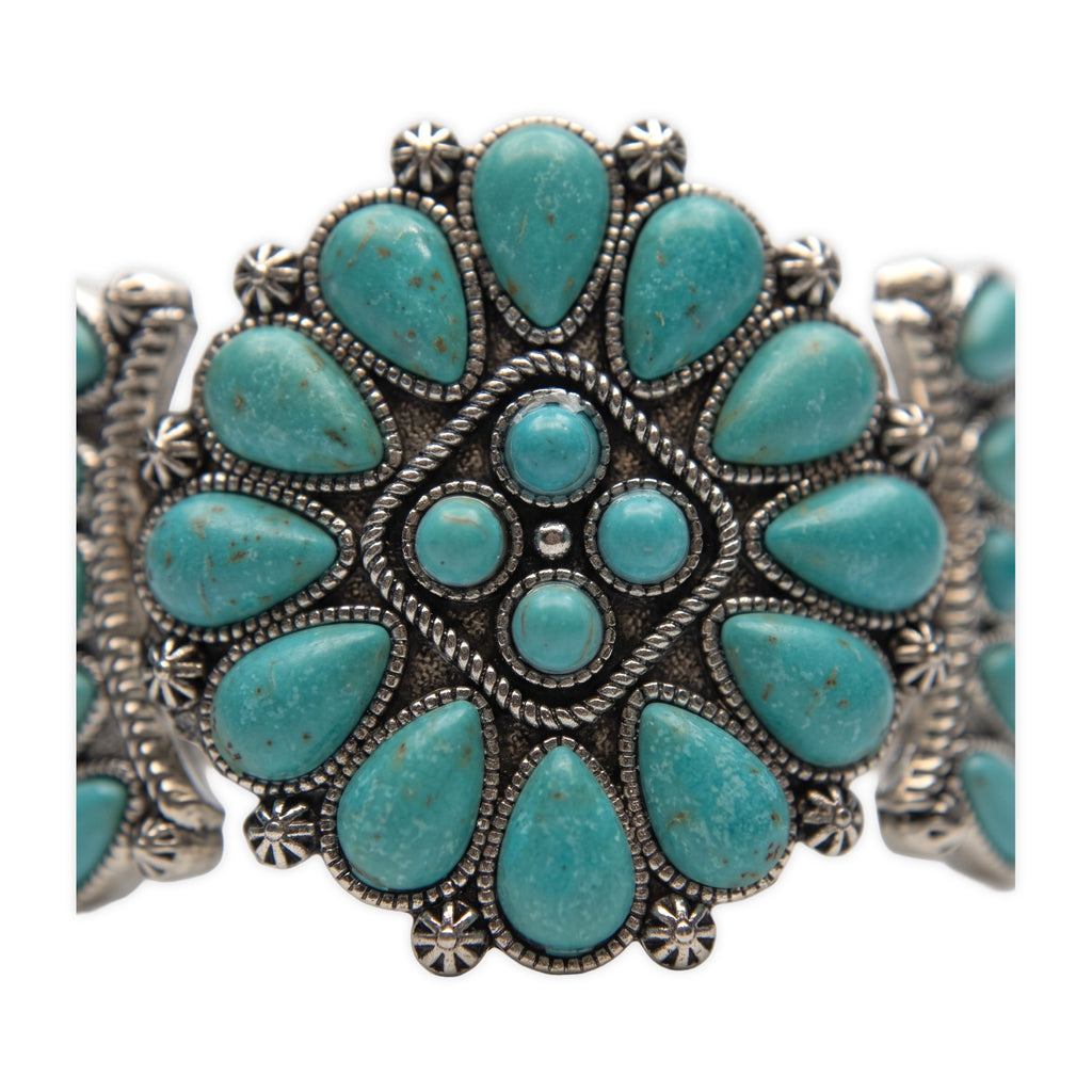 Close-up of the stone detail on Turquoise Crown Cuff.​