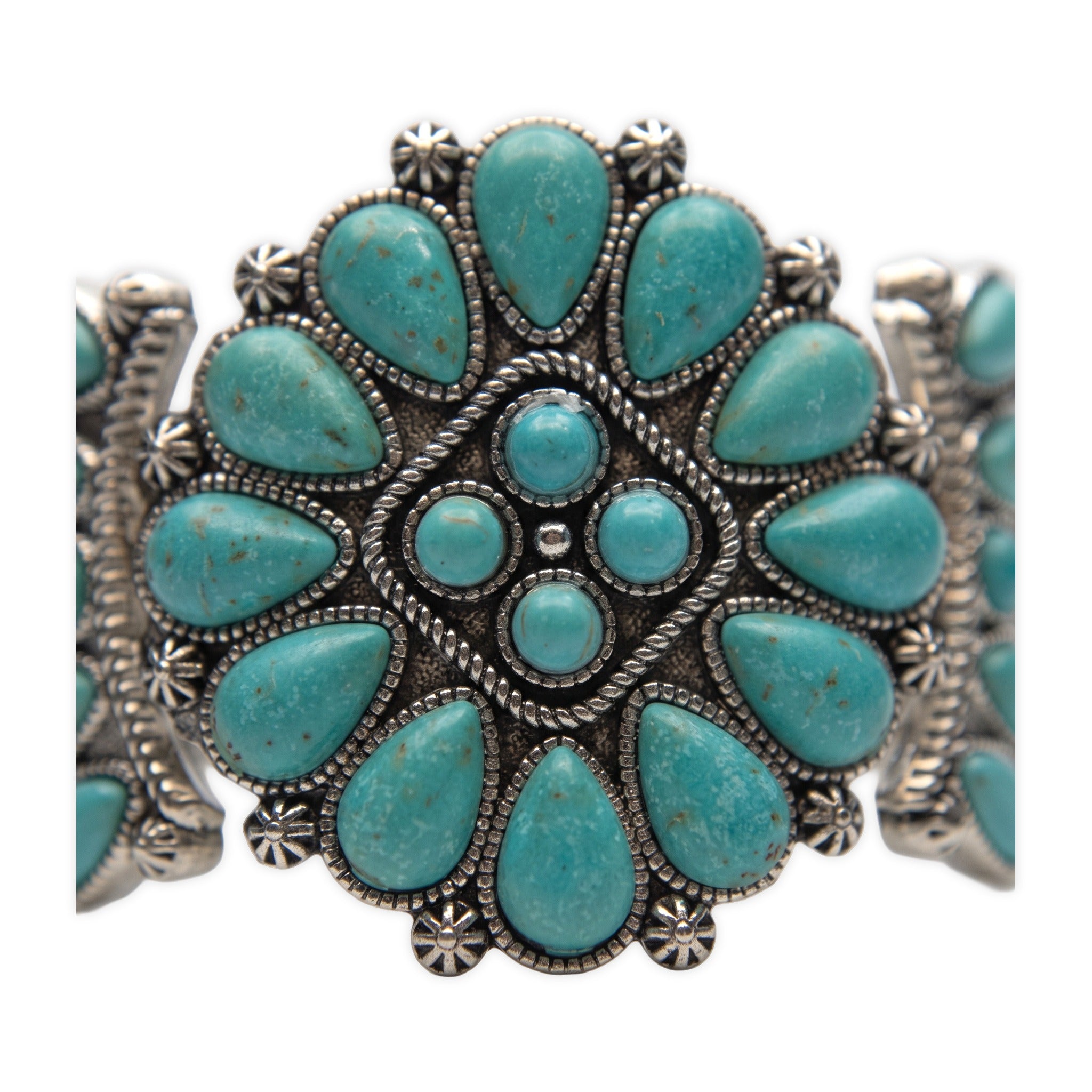 Close-up of the stone detail on Turquoise Crown Cuff.​