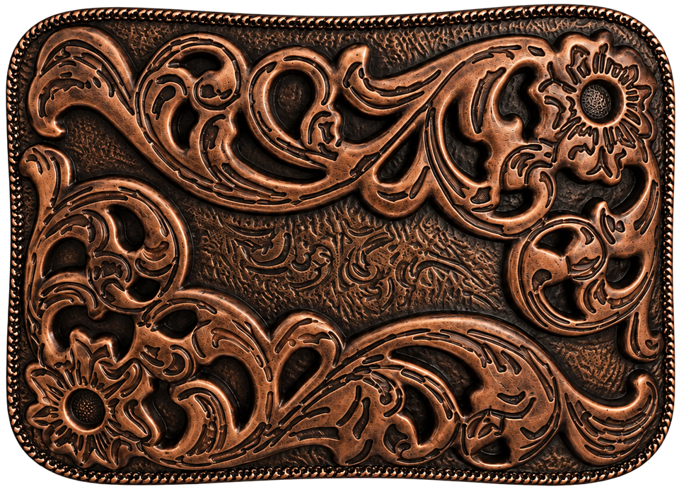 Heirloom Vine rectangle decorative buckle in Copper