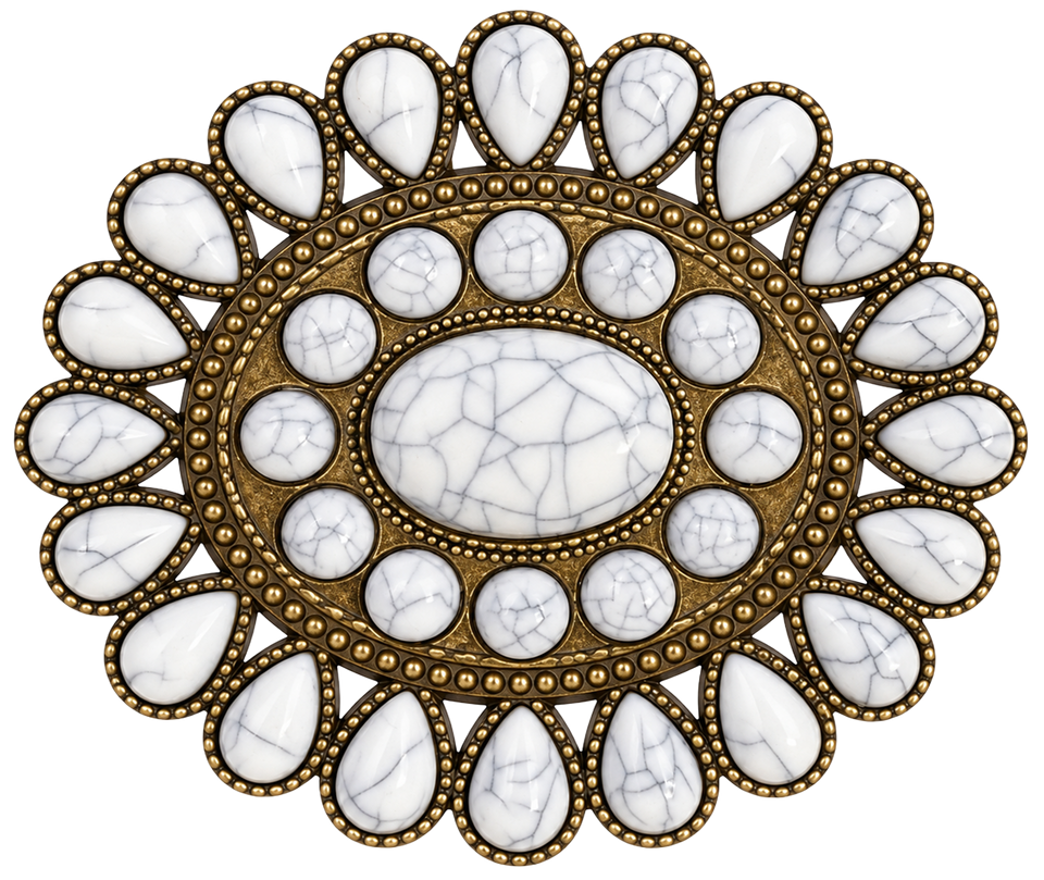 Desert Blossom oval decorative buckle in Ivory