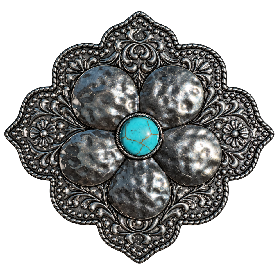 Heirloom Bloom star decorative buckle in Turquoise
