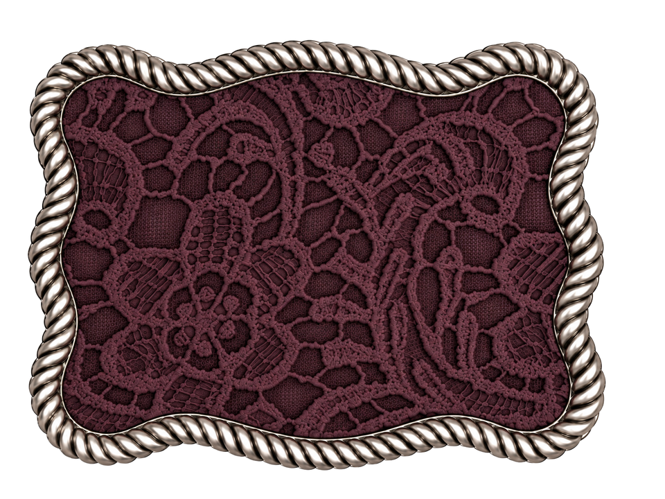 Leathered Lace rectangle decorative buckle in Plum Silver