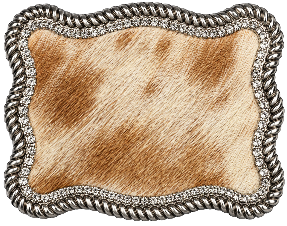 Maverick Shine rectangle decorative buckle in Tan Silver