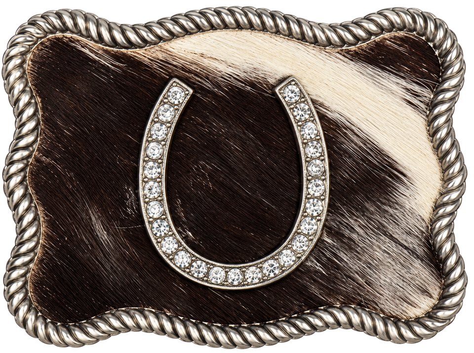 Lucky Maverick rectangle decorative buckle in Black Silver