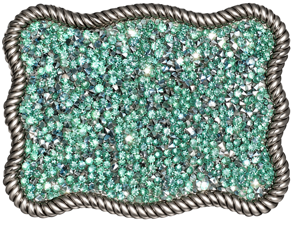 Diamond Dust rectangle decorative buckle in Turquoise Silver