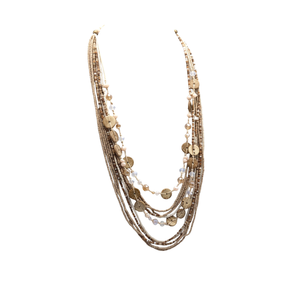 Prairie Glow Layered Necklace — Tan arranged in a draped flat lay.​