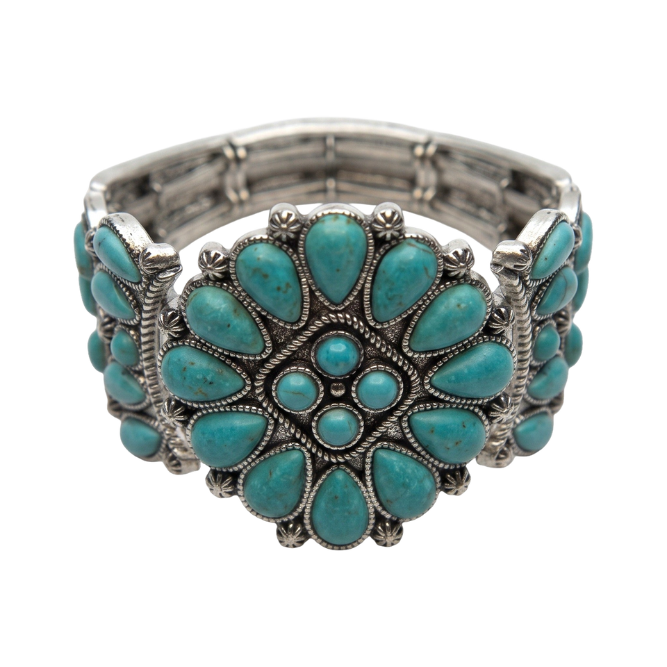 Top view of Turquoise Crown Cuff.​