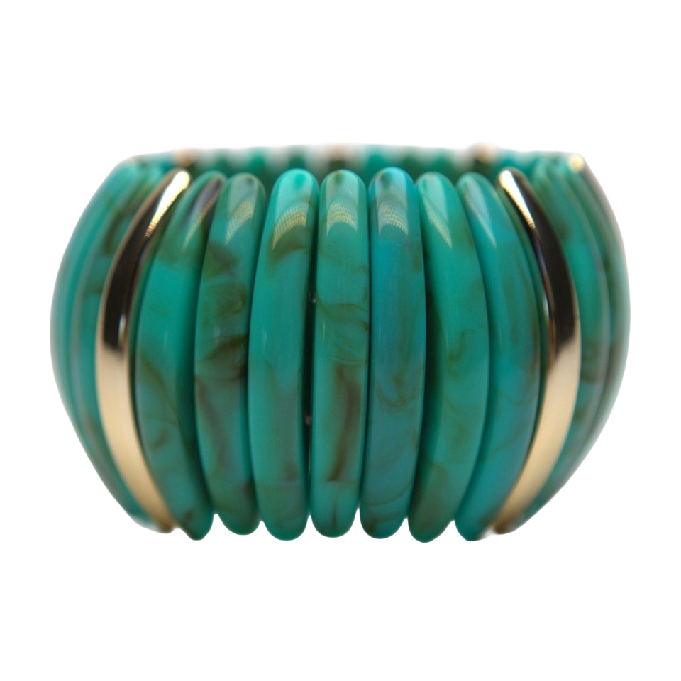 Close-up of the stone detail on Teal Glam Cuff.​