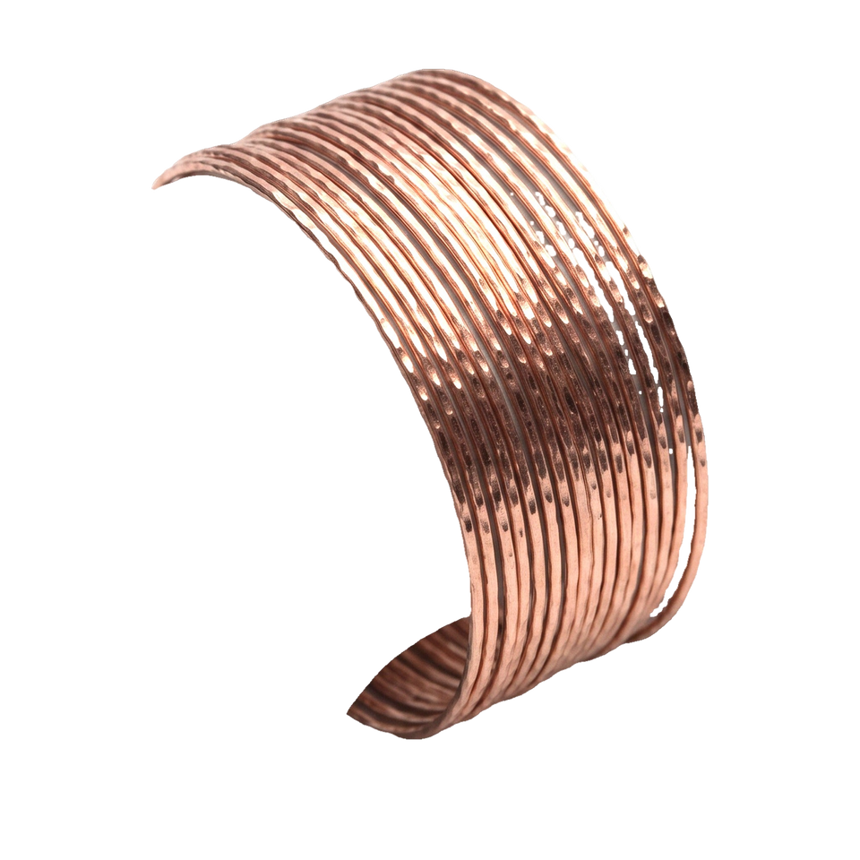 Three-quarter view of The High Plains Copper Cuff.​