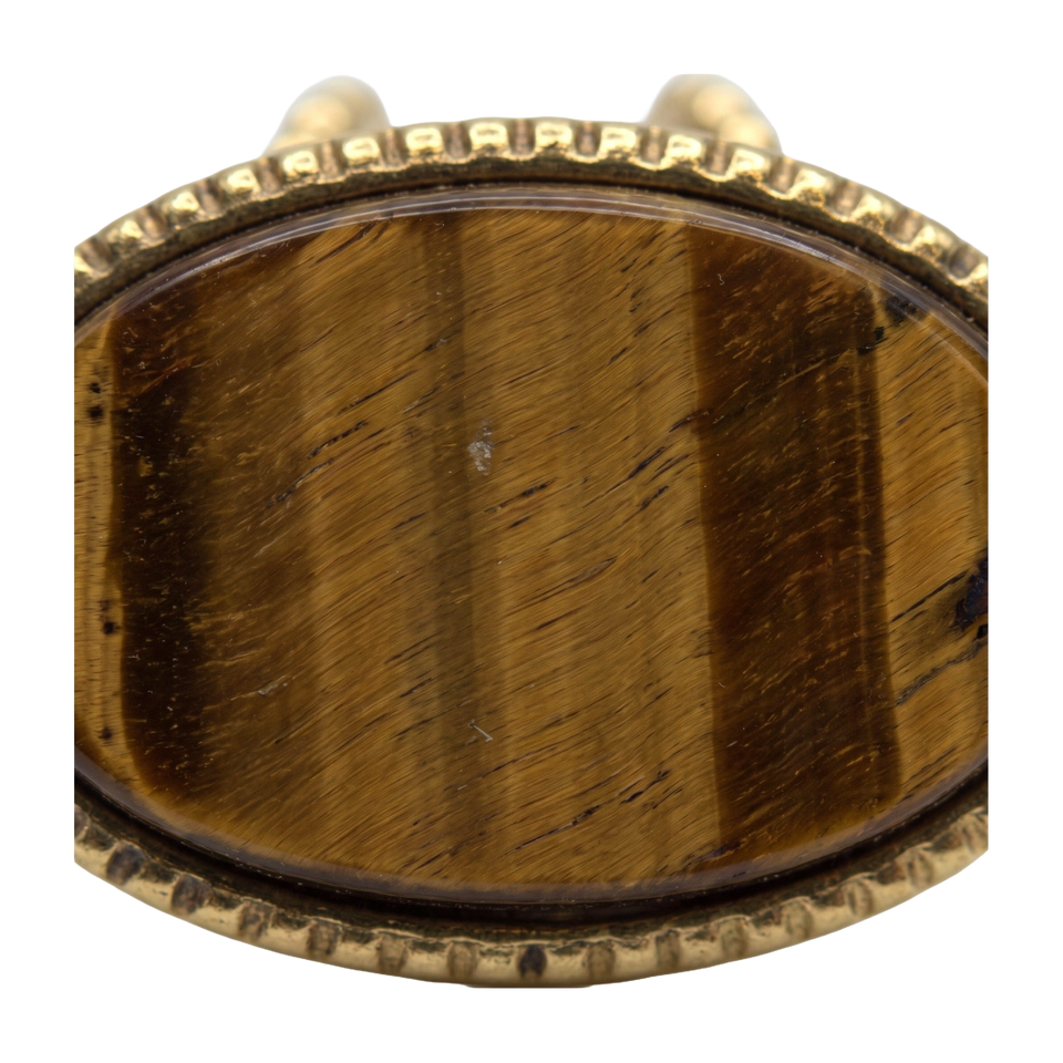 Close-up of the stone detail on Desert Stone Ring — Tigers Eye.​