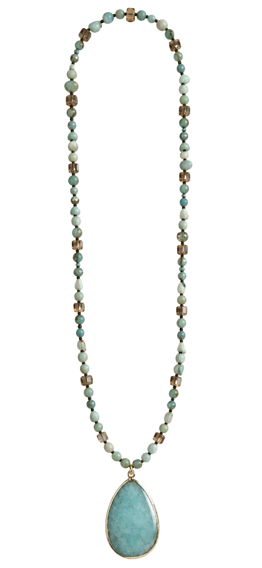Desert Stone Beaded Pendant Necklace