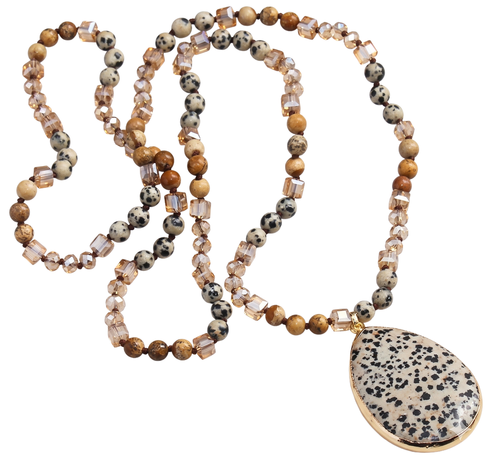 Desert Stone Beaded Pendant Necklace