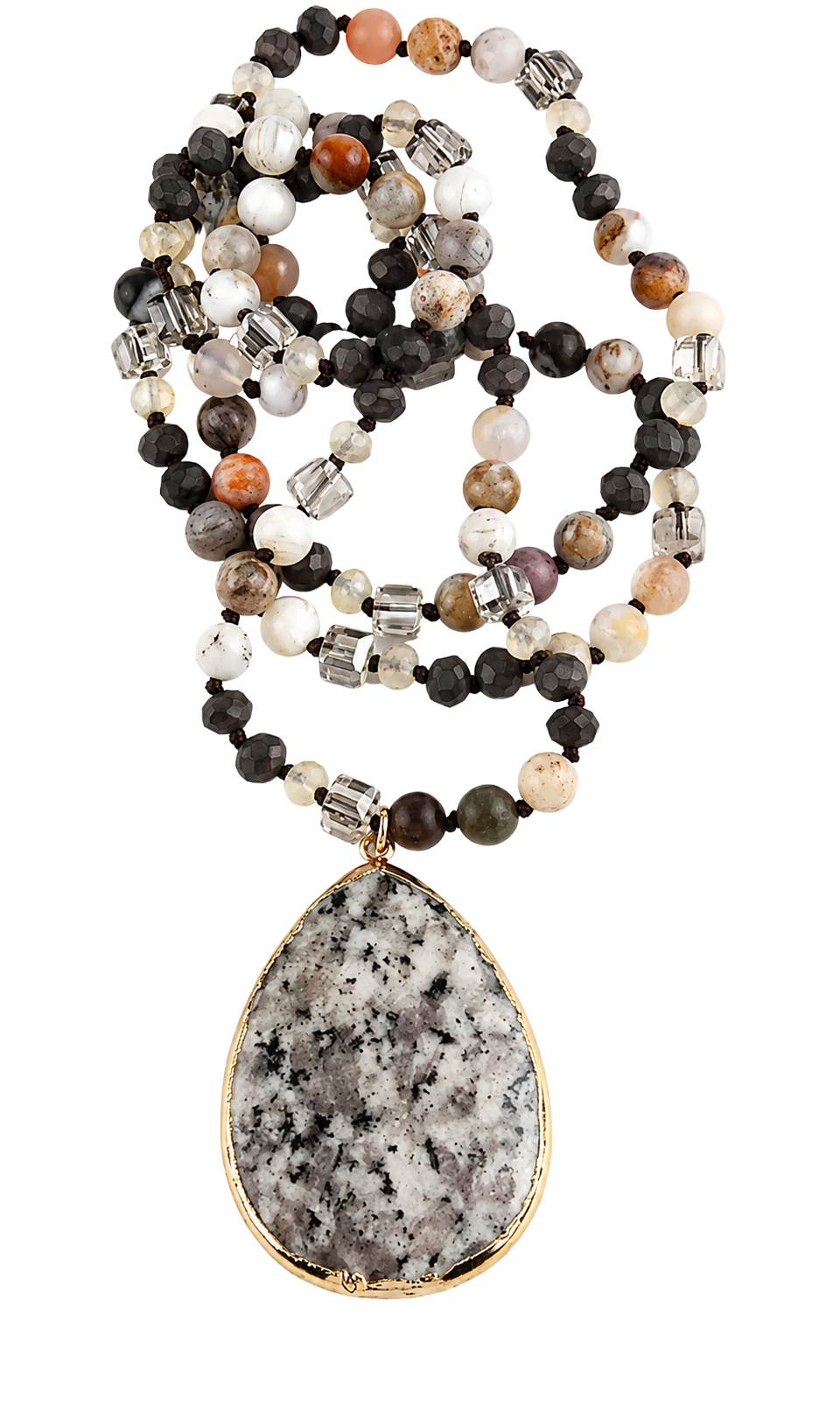 Desert Stone Beaded Pendant Necklace