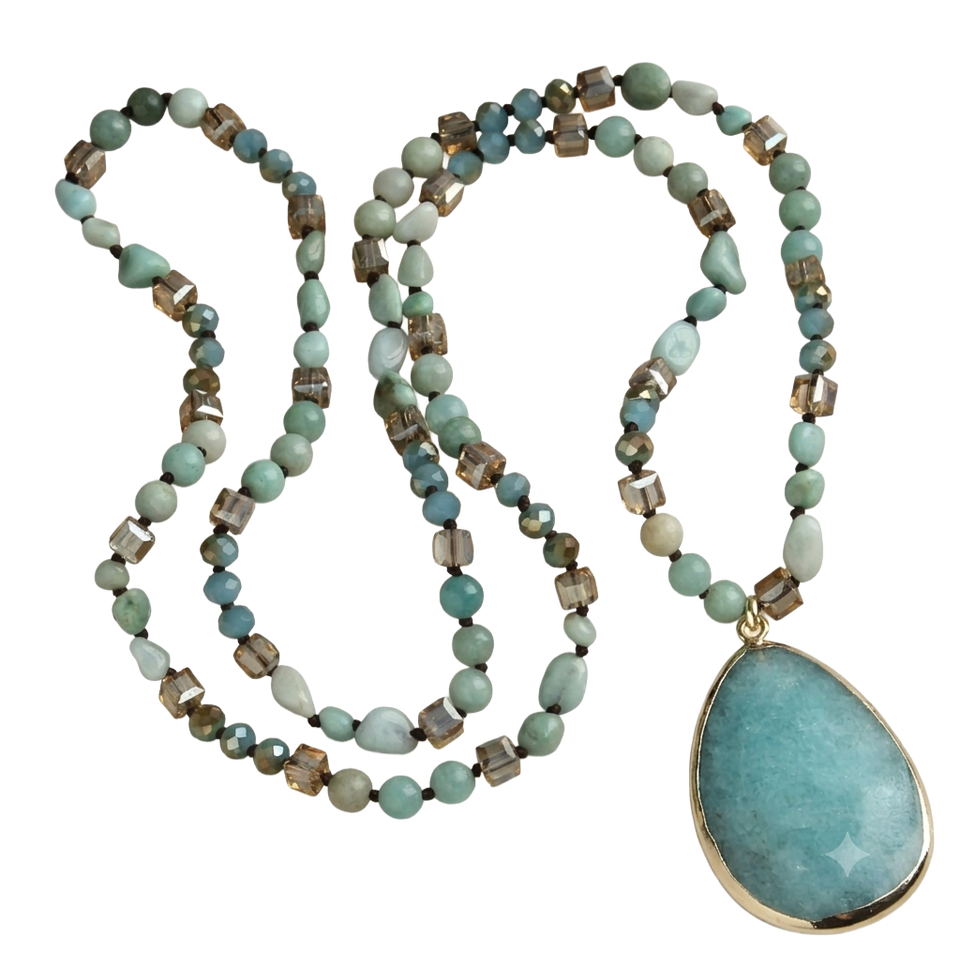Desert Stone Beaded Pendant Necklace