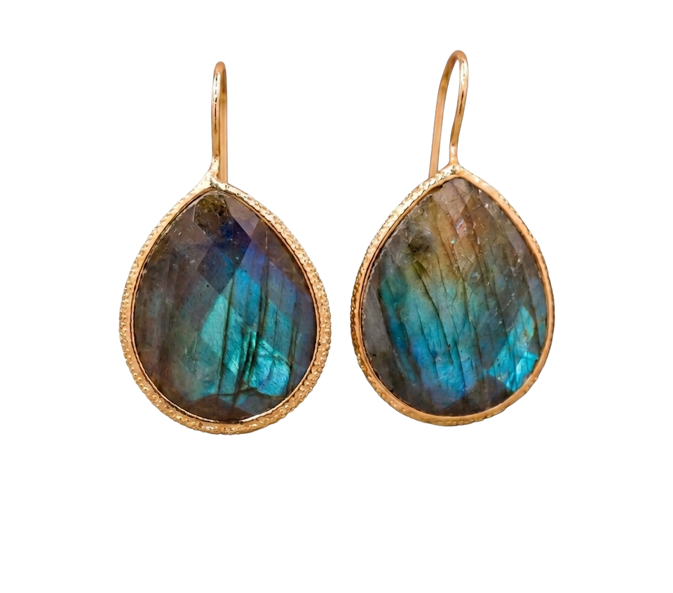 Desert Stone Faceted Teardrop Earrings