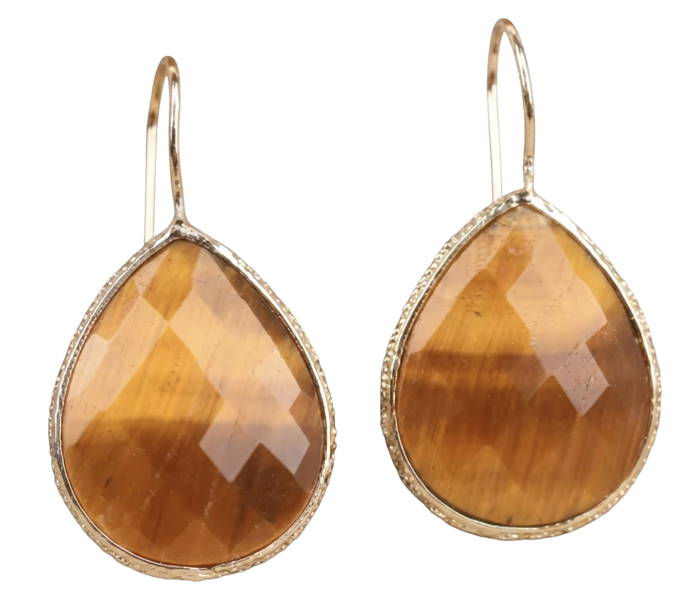 Desert Stone Faceted Teardrop Earrings