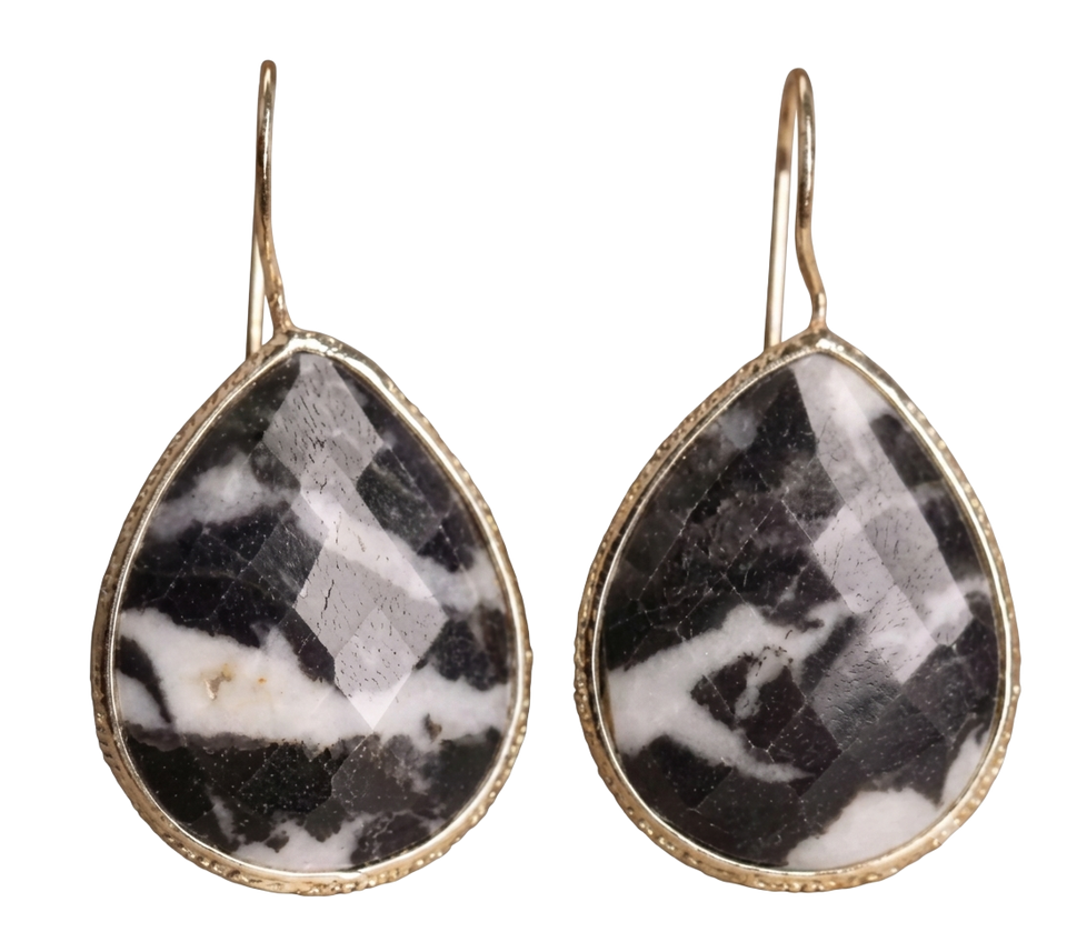 Desert Stone Faceted Teardrop Earrings