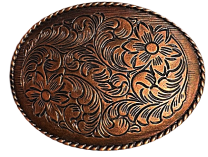 Country Bloom oval decorative buckle in Copper