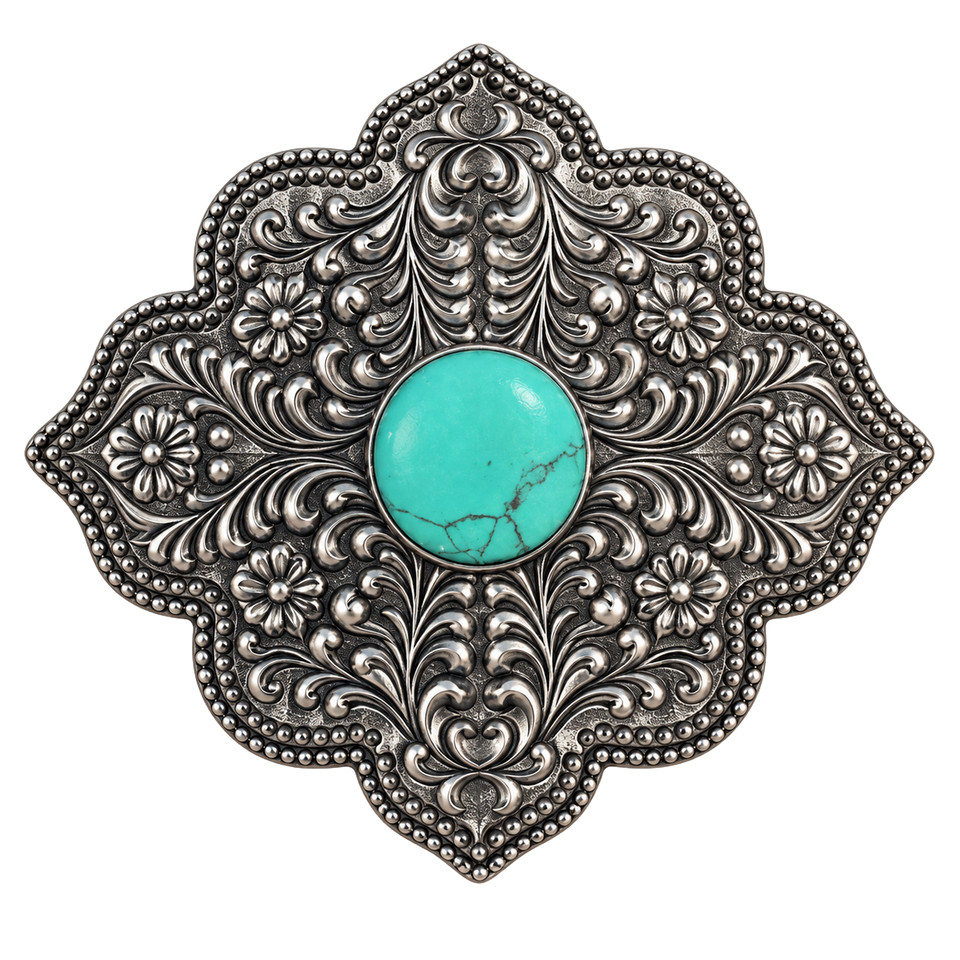 Heirloom Grace star decorative buckle in Turquoise