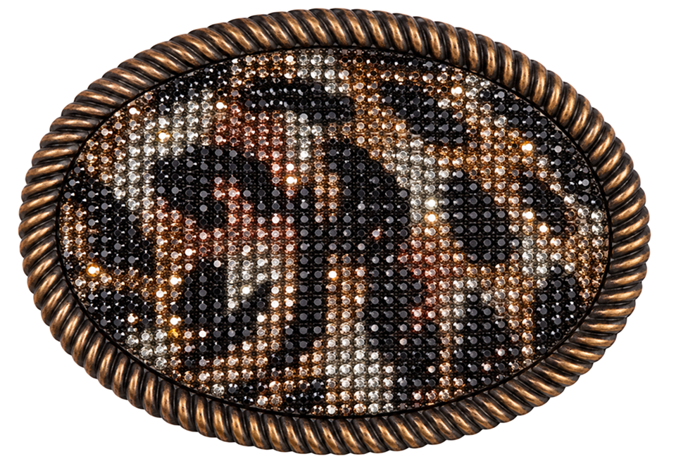 Wild Glimmer oval decorative buckle in Tiger Copper